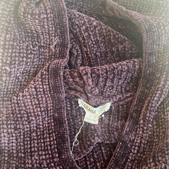 Garage Cropped Hooded Purple Pullover Sweater - Picture 7 of 11